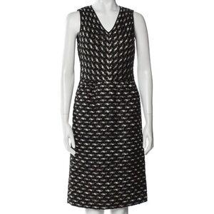 Giambattista Valli Metallic Stripe Tweed Knee-Length Dress 44